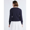 thumbnail image 3 of Free Assembly Women's and Women's Plus Embroidered Shrunken Cardigan Sweater, Sizes XS-4X, 3 of 5