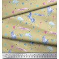 thumbnail image 2 of Soimoi Beige polyester Crepe Fabric Cloud & Unicorn Animal Printed Fabric 1 Yard 42 Inch Wide, 2 of 3