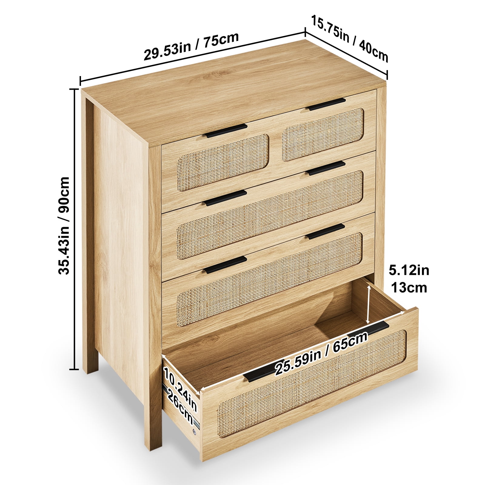 KFFKFF 4-Compartment Rattan Chest, Authentic Rattan Wood Storage Unit with LED Illumination, Contemporary Wooden Apparel Sorter & Storage Bohemian Chest with Robust Handles & Stand