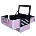 thumbnail image 5 of Xilee Makeup Train Case Makeup Case ,Professional Makeup Storage Box 4 Trays Portable Travel Makeup Box for Makeup Artist, Carfter, Cosmetics,Pink, 5 of 10