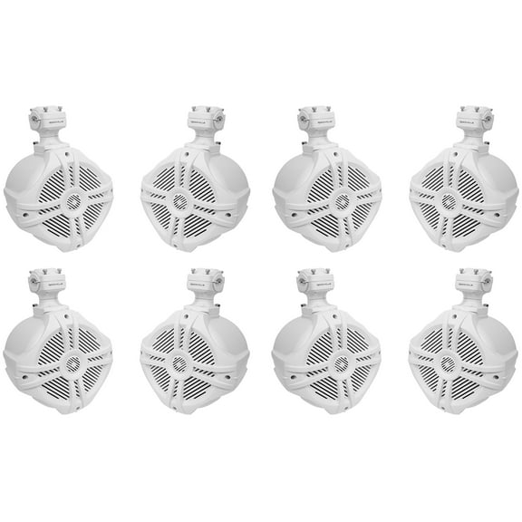 (8) Rockville RWB70W White 6.5" 250w Marine Wakeboard 360° Swivel Tower Speakers