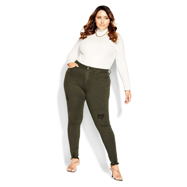 City Chic Women's Hi Rise Asha Jeans Green Size 22W