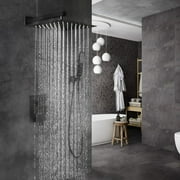 Black Colors Shower System Faucet 12 inch Rainfall Shower Head Hand Shower Tap