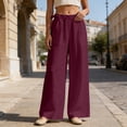 thumbnail image 2 of DHFJKG Womens High Waist Wide Leg Pants Summer Lightweight Elastic Waist Relaxed Fit Pleated Flowy Palazzo Beach Vacation Clothes Trendy Trousers, 2 of 4