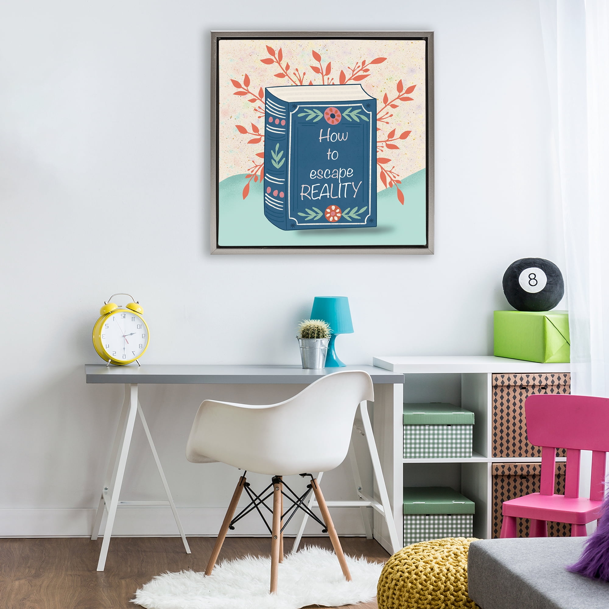Stupell Industries How To Escape Reality Gray Framed Floater Canvas Wall Art, design by Julia Frost