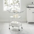 thumbnail image 3 of Marion 3-Tier Mobile Metal Bar Cart, Clear Tempered Glass Shelves with Chrome Railing, 3 of 4