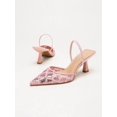 thumbnail image 5 of On feet& in love Women's Pointed Toe Slingback Heels with Sequin Lace Mesh - Pink Dress Shoes for Party & Wedding - Size 7, 5 of 8
