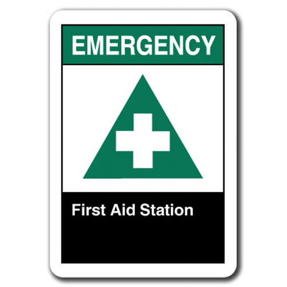 Emergency Sign - First Aid Station 7"x10" Plastic Safety Sign ansi osha