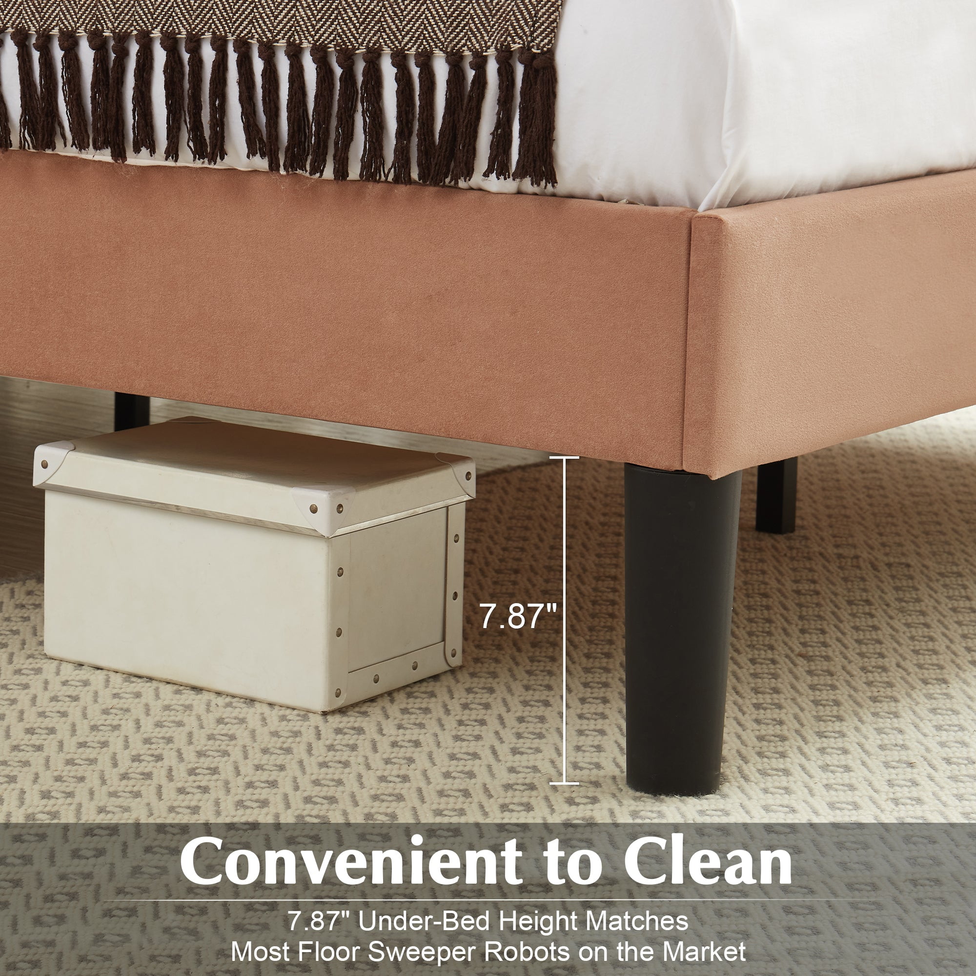 VECELO Full Size Bed Frame with Upholstered Headboard, Velvet Platform Bedframe Mattress Foundation, Strong Wood Slat Support, No Box Spring Needed,Velvet Coffee