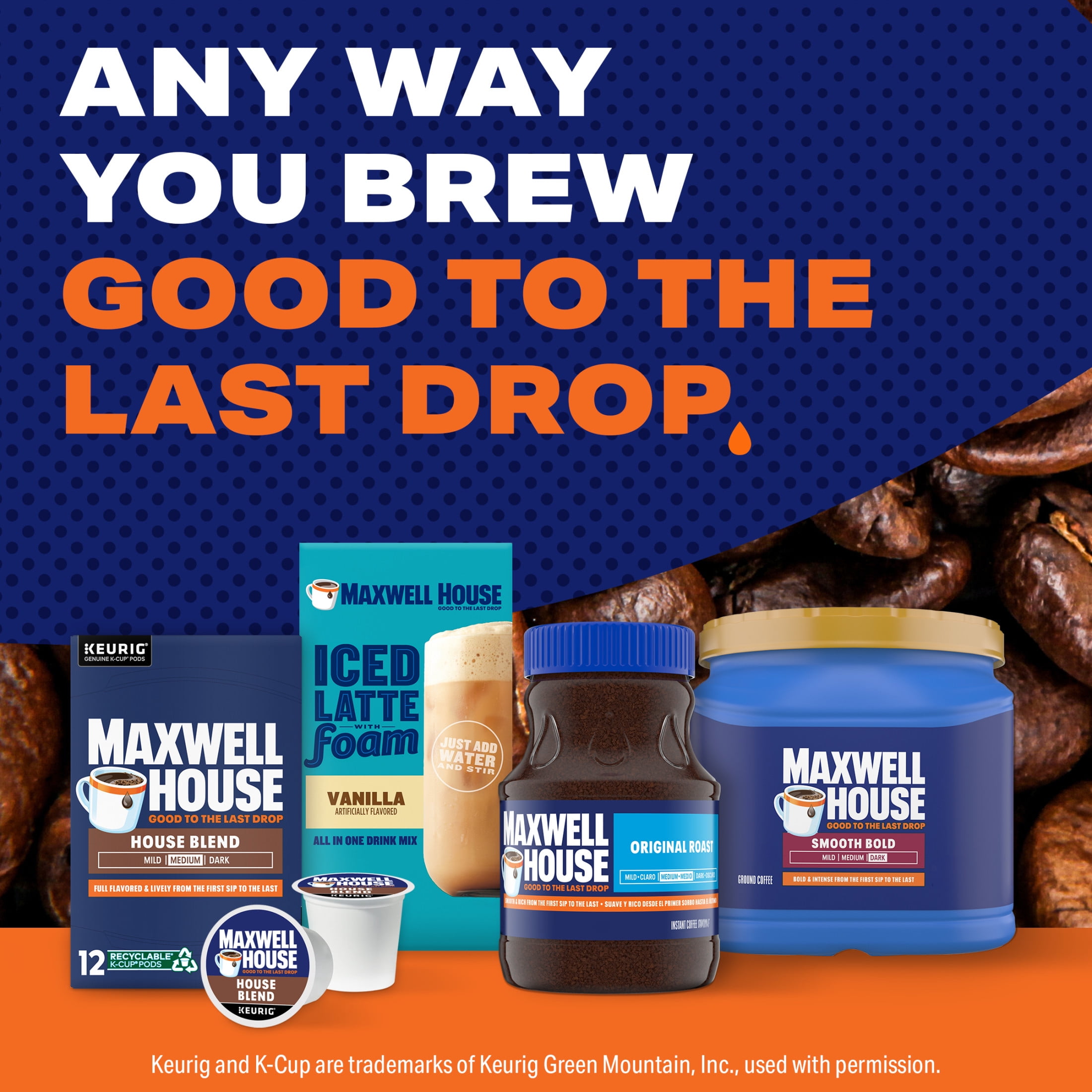 (6 pack) Maxwell House Smooth Bold Ground Coffee, 26.7 oz. Canister