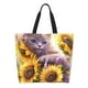 thumbnail image 1 of Easygdp Daisy Sunflower Lazy Cat Bolsas Tote para Mujer, Bolsos de Hombro para Viaje, Bolsos de Mano de Gran Capacidad para Compras y Trabajo, 1 of 8