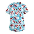 thumbnail image 4 of Garbnen Scrub Shirts for Women Christmas Scrub Top for Women Short Sleeve V Neck Snowman Print Nurse Uniforms with Pockets, 4 of 6