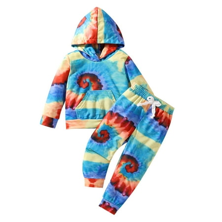 

LNWUY Kids Toddler Baby Girl Tie Dye Tracksuit Outfit Crewneck Top and Pants 2Pcs Clothes Set Sweatsuits Jogging Suits Light Blue 8 Years