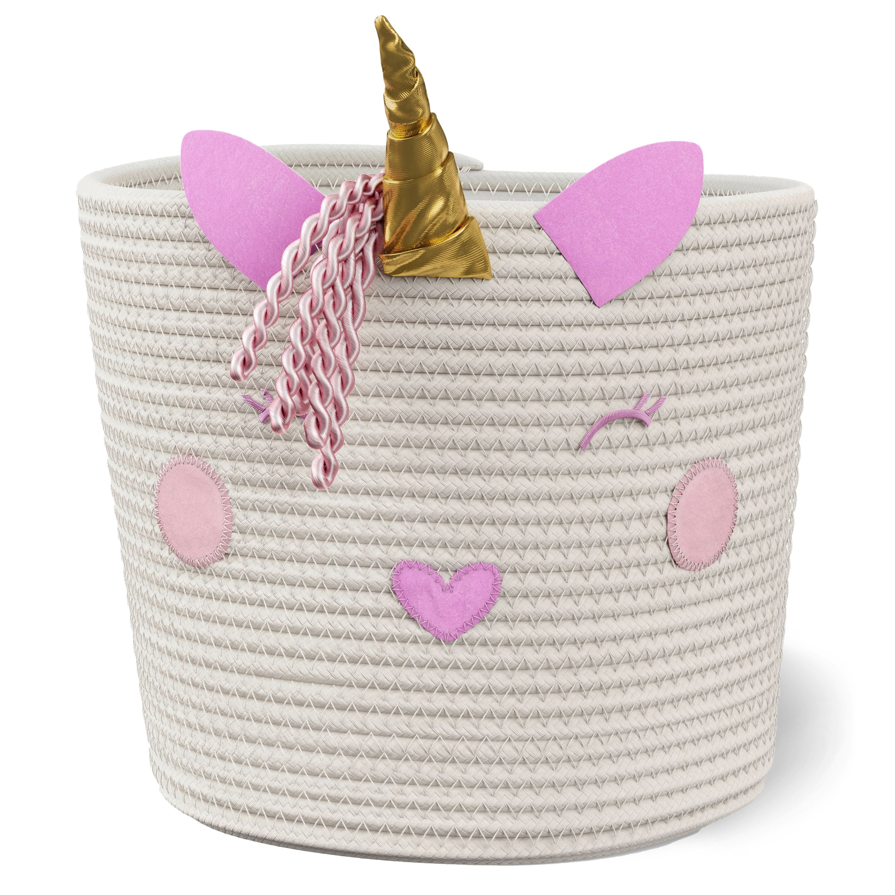 Mainstays Kids Unicorn Round Coiled Rope Storage Baskets, Medium, 2 Pack