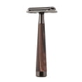 thumbnail image 1 of Maquinilla de afeitar de doble filo con mango largo de madera natural, maquinilla de afeitar de aleación con barra festoneada, cabezal de peine abierto para hombres, barberos, uso doméstico., 1 of 6
