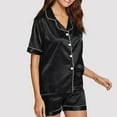 thumbnail image 1 of Pyjama d'Été pour Femme, Manches Courtes, Boutonné, Noir, 4TG, 1 of 8