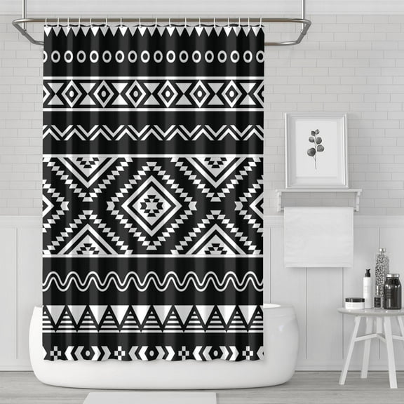 Rustic Boho Shower Curtain 72x72 Inches Bathroom Curtain Quick-Drying Polyester with Plastic Hooks Vintage Tribal Decor