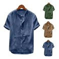thumbnail image 2 of Camisa Moda Hombre Caballero Manga Corta Lino Botones 410, 2 of 2