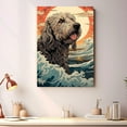 thumbnail image 2 of Irish Wolfhound Canvas Wall Art Framed Great Wave Oil Painting Stretched and Framed Artsy Romantic Wall Paintings Girlfriend gift for Living Room Bedroom Bathroom Office Wall Décor, 2 of 4
