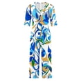 thumbnail image 5 of TaTaai Womens Casual Jumpsuit Short Sleeve V Neck Back Zipper Side Pocket Paisley Print Solid Soft Flowy Romper for Summer Gift, 5 of 5