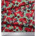 thumbnail image 3 of Soimoi Japan Crepe Satin Fabric Raspberry,Strawberry & Cherry Fruits Print Fabric by The Yard 42 Inch Wide, 3 of 3