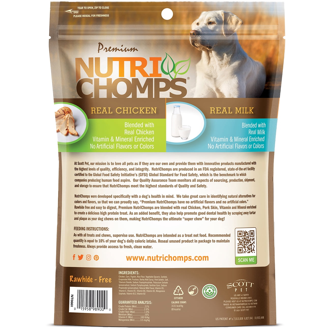 Nutri Chomps Milk Flavor Premium Rawhide-Free Knotted Dog Chews 4 inch 9 Count