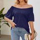thumbnail image 4 of Fiudx Ofertas Del Día Camiseta Casual de Manga Corta con Cuello Redondo y Volantes de Color Sólido para Mujer, 4 of 7