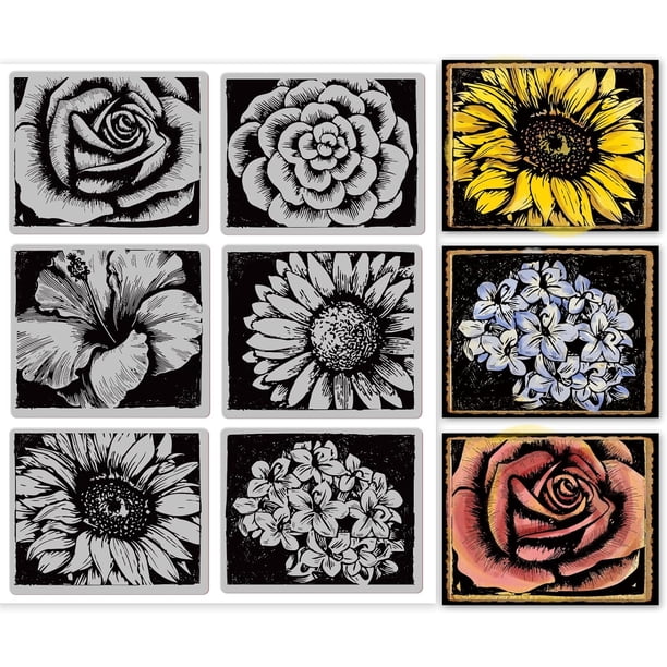 Sello de goma con flores vintage, sello de montaje con flores vintage, sellos de escritura, sellos de escritura