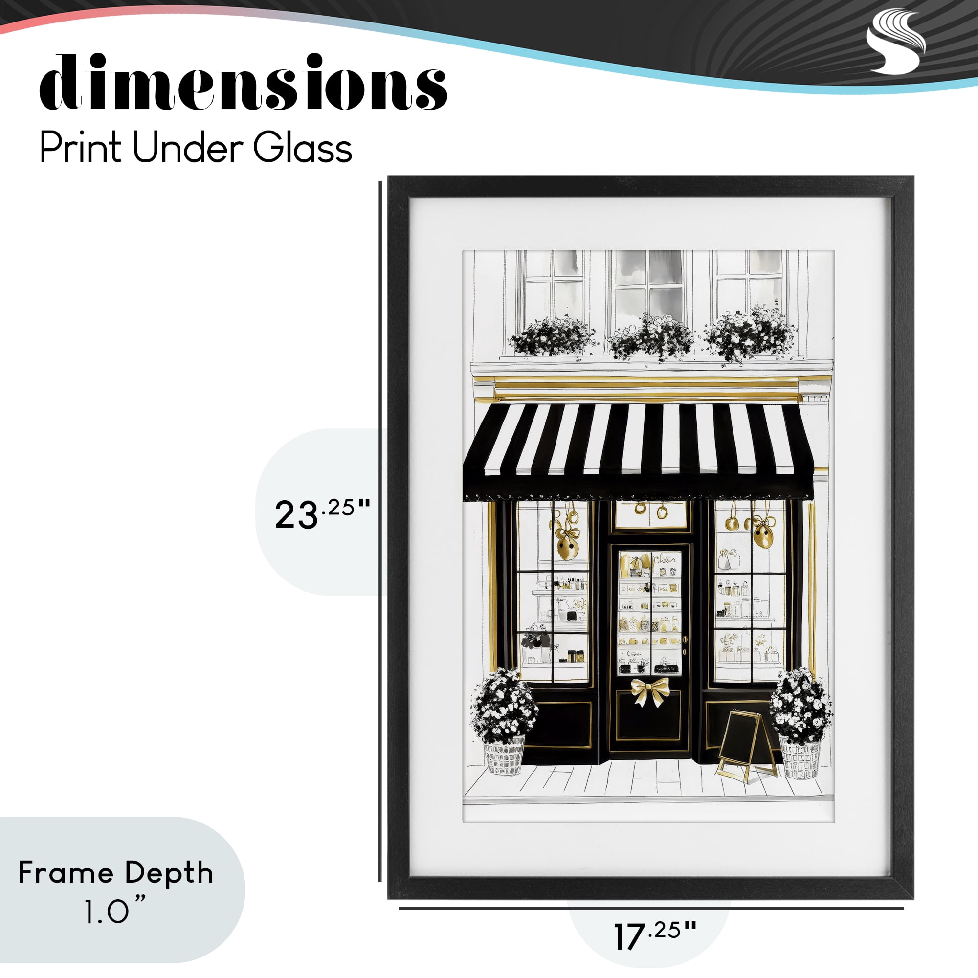 Stupell Industries Paris Storefront Window Display Black Framed Print Under Glass, design by Petal Prints Design
