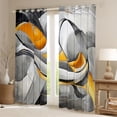 thumbnail image 2 of Homewish 3D Yellow Lines Kitchen Curtains,Modern Artwork Black Out Curtains Pack of 2 (42x63 Each), 2 of 6