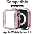 thumbnail image 3 of Compatible For Apple Watch Case 42mm Series 6 Se 5 4 3 2, Hard Pc Bling Case With Glittering Rhinestones In A Diamond Frame Protective Cover Bumper Wo, 3 of 5