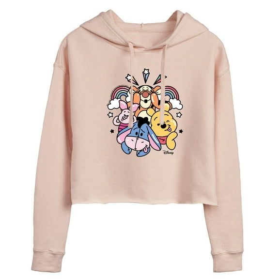 Disney - Rainbow And Stars - Juniors Cropped Pullover Hoodie