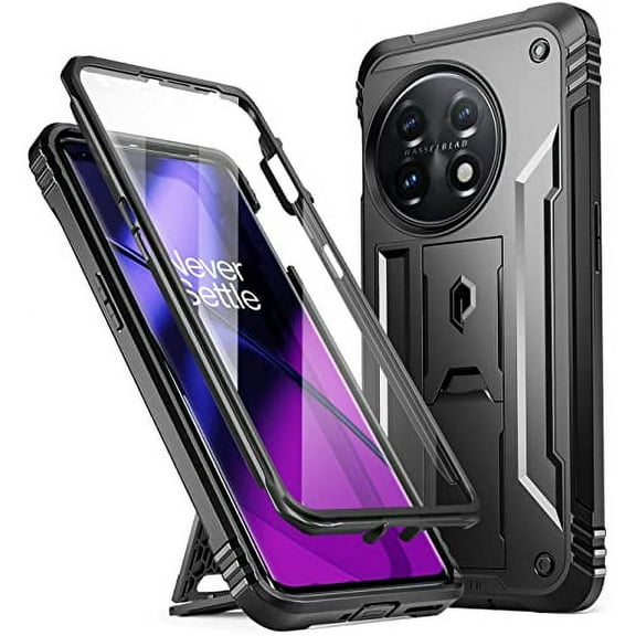 Poetic Revolution Case for Oneplus 11 , Heavy Duty Full Body Cover with Kickstand, Black