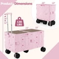 thumbnail image 3 of Costway Large Foldable Utility Cart with  2-Tier Storage Crates 5 Rotate Wheels Metal Pink, 3 of 10
