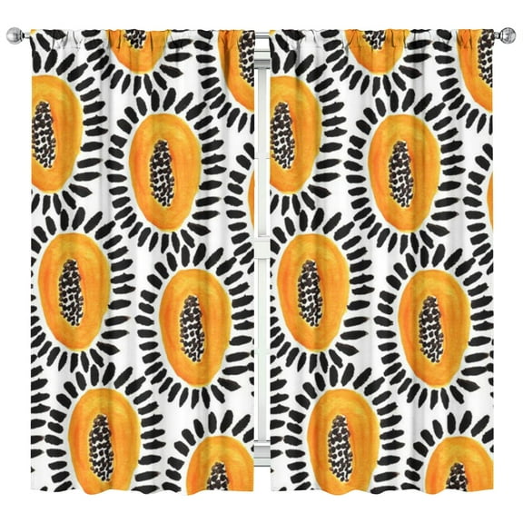 Boys Girls Kids Nursery Curtains Papaya Wallpaper Print Pattern Window Drapes for Living Room Bedroom Playroom Decor Rod Pocket 42x84Inch 2 Panels