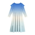 thumbnail image 4 of Abcomgle Girls Dresses Size 10-12 Casual A-Line Ruffle Long Sleeve Maxi Dress Gradient Crew Neck Sundresses Tiered Dresses with Pockets,Light Blue, 4 of 5