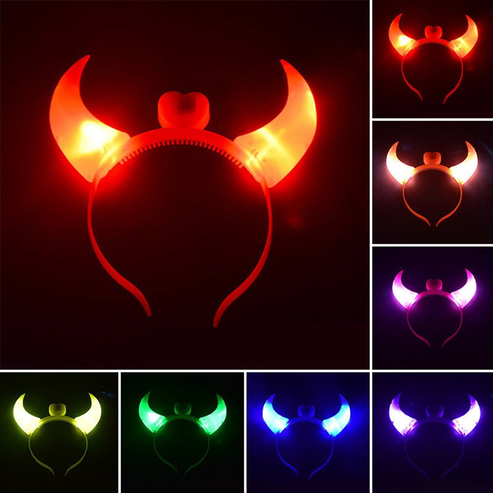 Leaveforme LED Devil Horn Light Up Headband Flashing Hair Hoop