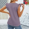 thumbnail image 6 of ZyeKqe Womens Tunic Tops Dressy Casual Petal Sleeve V Neck T Shirts Solid Color Summer Loose Blouses, 6 of 6