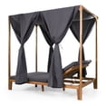 thumbnail image 4 of GDF Studio Leaverton Outdoor Acacia Wood 2 Seater Adjustable Daybed with Curtains, Teak and Dark Gray, 4 of 9