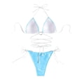 thumbnail image 4 of WREESH Womens Two Piece Swimsuit String Bikini Sets Metal Ring Bikini Set Love Drawstring Bikini Beach Bathing Suit Sky Blue, 4 of 8