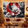 thumbnail image 3 of Koi Fish Yin-Yang Circle with Waves and Bamboo, Serene Japanese Inspired for Home Decor Enthusiasts, Traditional Ink Wash Art, Birthday Gift Tapestry Wall Hanging for Bedroom and Living Room, 3 of 7