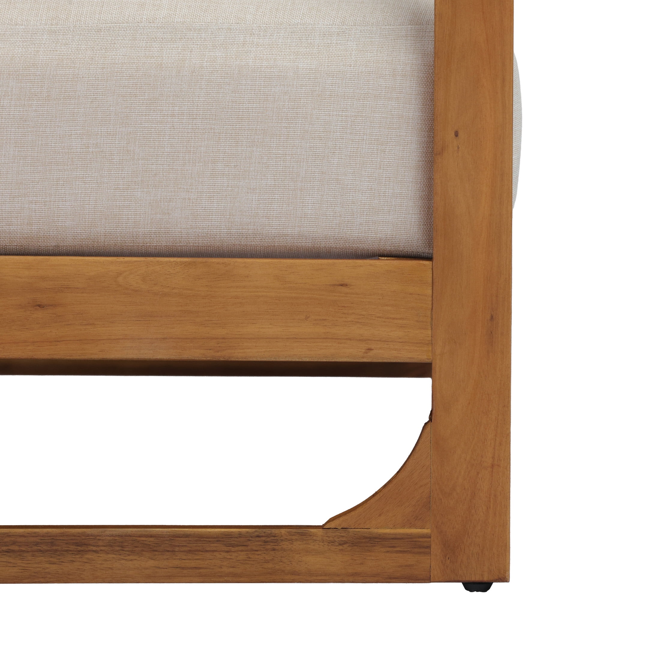 Christopher Knight Home Coastal Acacia Wood Outdoor 3-Seater Sofa with Sand Cushions, Teak Finish