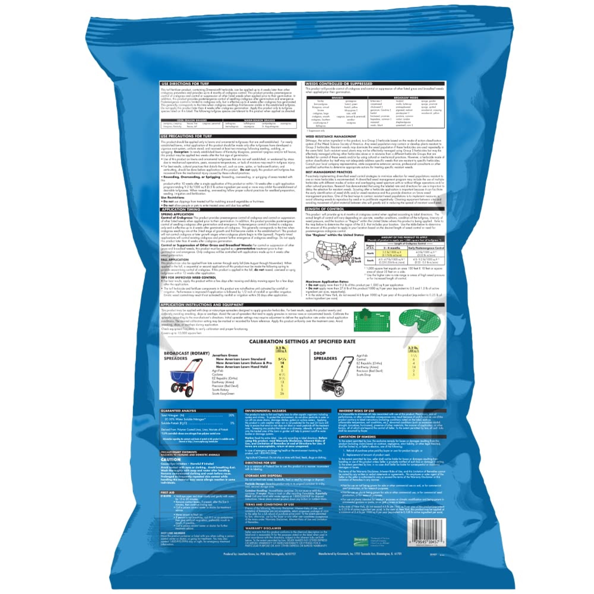 Jonathan Green 10457 Green-Up Lawn Food with Crabgrass Preventer - 20-0-3 Grass Fertilizer & Crabgrass Killer 15,000 Sq. Ft.