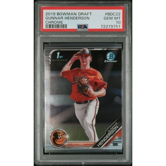 Gunnar Henderson Orioles 2019 Bowman Draft Chrome Rookie Card PSA 10 Gem Mint