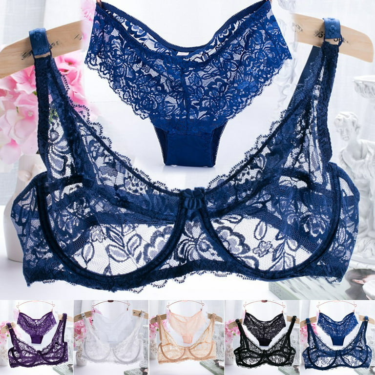 Buy Fashion women sexy push up bra set bras for women embroidery lace  lingerie panty female s underwear underwear (32A, blue) Online at  desertcartINDIA