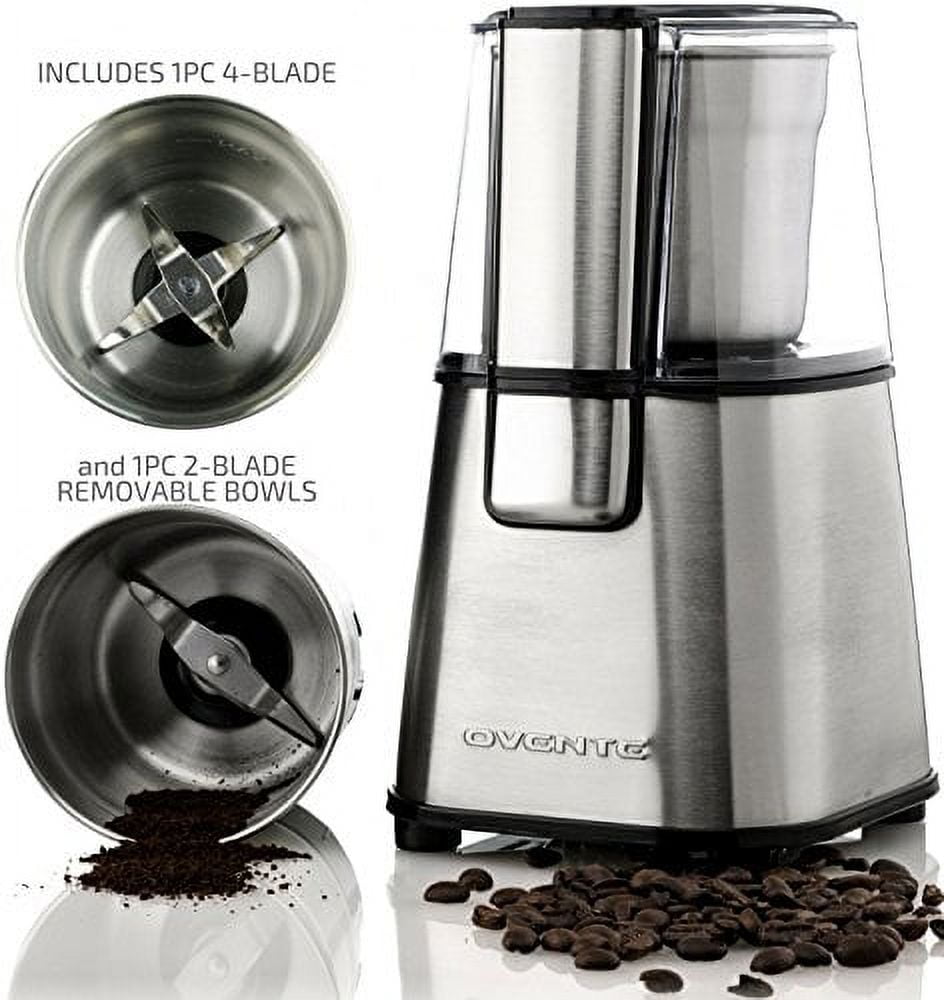Ovente 2-in-1 Electric Salt and Pepper Grinder, 6 4AA Battery Operated, automatic, Stainless Steel (SPD121S)