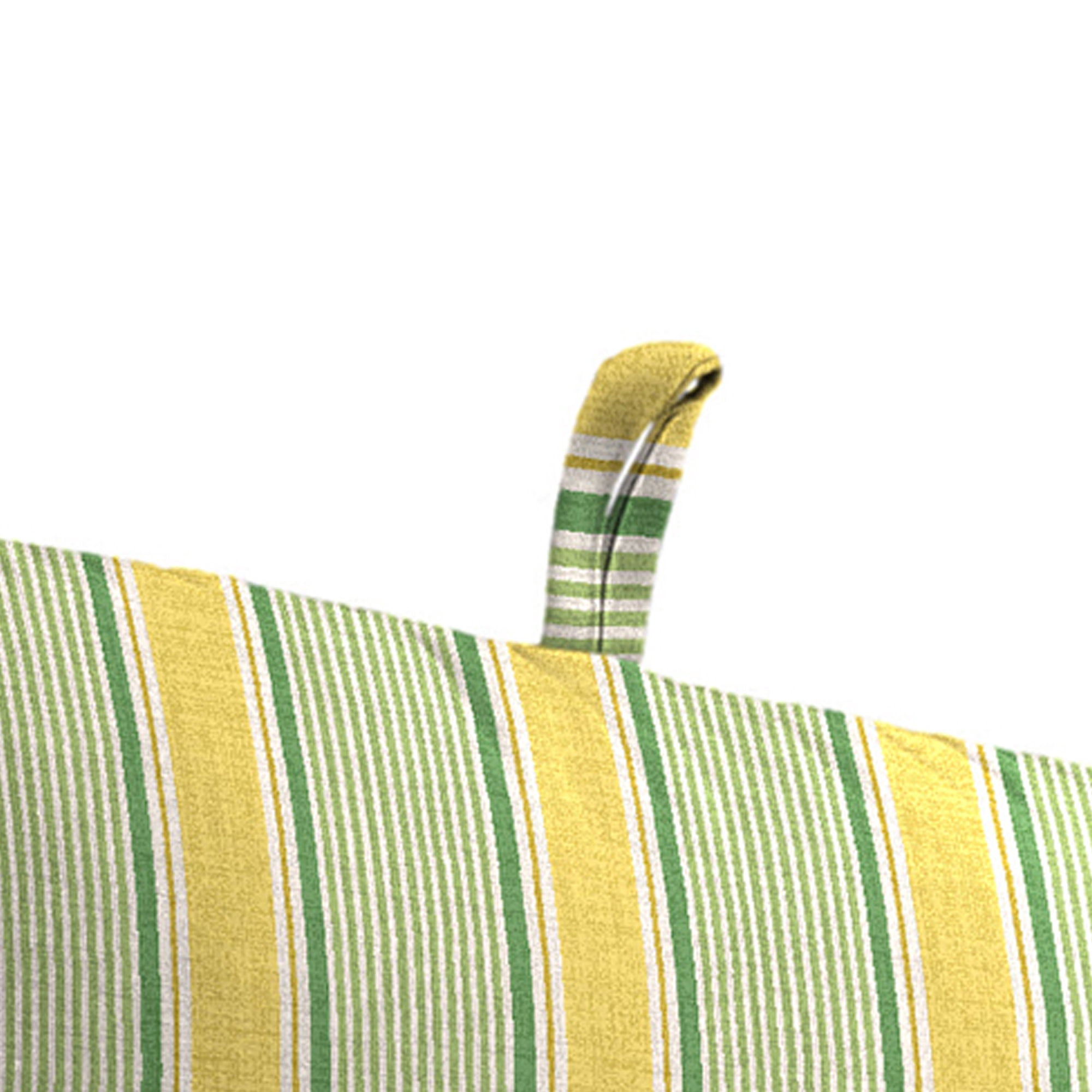 Jordan Manufacturing 45" x 22" Corky Wheat Yellow and Green Stripe Rectangular Outdoor Chair Cushion with Ties and Hanger Loop