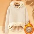 thumbnail image 2 of Breezora Sweat à Capuche Doublé en Polaire pour Femmes Manches Longues Col Rond Hiver Chaud pour Activités Extérieures Taille g Beige, 2 of 3