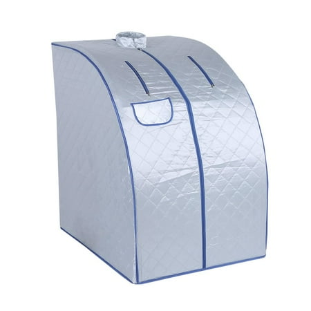 2018 New Upgraded Portable Foldable Steam Sauna Tent SPA Therapeutic Slimming Weight Loss Indoor Health Care Beauty Steam Pot(Silver+Blue Line)
