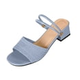thumbnail image 2 of Lenago Women's Open Toe Chunky Heel Sandals Ankle Strap Platform Slides Summer Casual Walking Shoes Comfortable Fashionable Summer Vacation Blue 7.5, 2 of 8